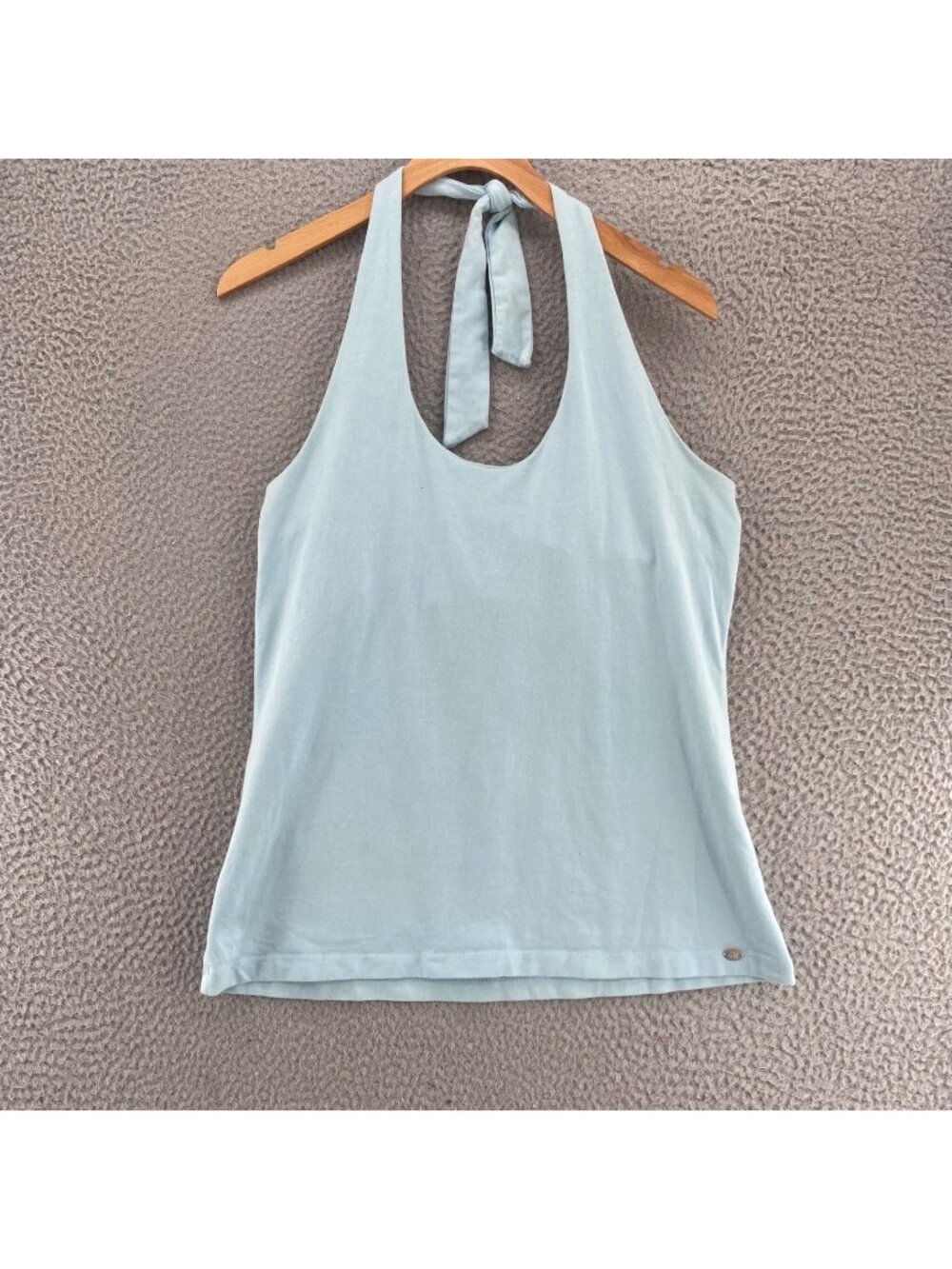 Tommy Bahama Top Womens Large Blue Tie Back Halter Tank BIB Pima Cotton Blend
